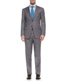 Wool Two-Button Suit, Gray Bicolor