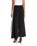 Pleated Side-Strap Culottes, Black