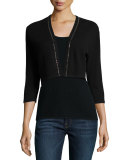 Cashmere Shrug with Chain Trim 