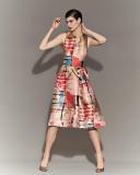 Sleeveless Metallic Printed Gazar Cocktail Dress
