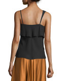 Ruby Draped Popover Top, Black