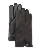 3-Point Leather Smart Gloves w/Faux-Fur Lining