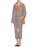 Mid-Rise Boucle Jogger Pants, Camel/Gray