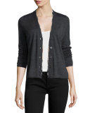 Twisted-Front Merino Cardigan, Gray 