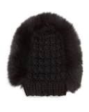 Fox Fur Mohawk Beanie, Black