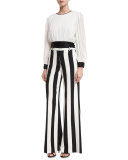 Dakota Pleated Tie-Waist Blouson Top
