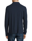 Classic Chine Long-Sleeve Piqué Polo Shirt, Indigo Blue