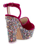 Pip Velvet Platform Sandal, Winter Cherry