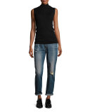 The Fling Cropped Boyfriend Jeans w/Studs, Whiskey Destroy
