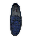 Woven-Top Lace Loafer, Navy