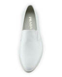 Point-Toe Leather Slip-On Sneaker, White
