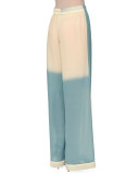 Degrade Printed Wide-Leg Pants, Celeste Light Blue