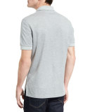 Short-Sleeve Pique Oxford Polo Shirt, Light Gray