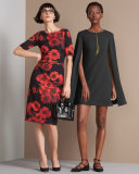 Colette Mini Cape Dress, Black