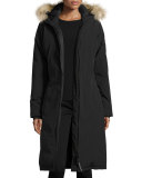 Whistler Fur-Trim Hooded Parka Coat, Black