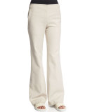 Raw Seam Flare-Leg Pants, Oyster