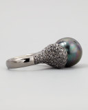 Black South Sea Pearl and Black Diamond Ring