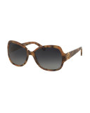 Polarized Squared Butterfly Sunglasses, Brown/Pink
