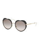 Mirrored Heart Sunglasses, Black