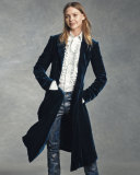 Benita Velvet A-Line Coat, Prussian Blue