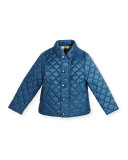 Luke Quilted Snap-Front Jacket, Bright Steel Blue, Size 4-14