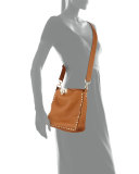 Rockstud Small Flip-Lock Messenger Bag, Cognac