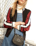 17 Western-Rivet Leather Saddle Bag, Black