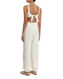 Striped Crochet-Tank Jumpsuit
