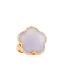 Bon Ton Chalcedony Flower Ring with Diamonds in 18K Rose Gold