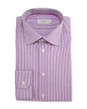 Contemporary-Fit Bengal-Stripe Dress Shirt, Purple