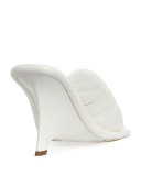 Bow Wedge 110mm Slide Sandal, Ivory