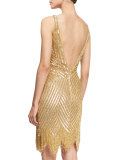 Sleeveless V-Neck Beaded Fringe Dress