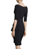 Florien 3/4-Sleeve Jersey Faux-Wrap Dress