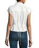 Stevie Short-Sleeve Bib Shirt, Bright White