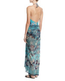 Floral-Print Pareo W/ Tassel Beads 