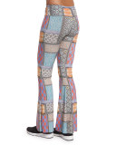 Patchwork-Print Bell-Bottom Sport Pants