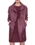 Long-Sleeve Zip-Front Parka, Dahlia