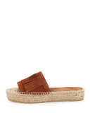 Sammy Fringe Suede Slide Sandal, Cuero
