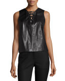 Alula Lace-Up Leather Shell Top