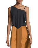Ruby Draped Popover Top, Black