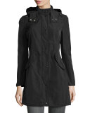 Argiela Hooded Smocked Coat, Black 