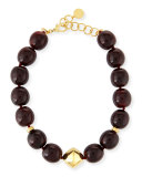 Red Horn Beaded Station Necklace, 17"