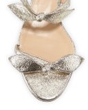Mike Bow Metallic Flat Sandal, Gray Glitter