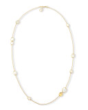 Mother-of-Pearl 18K Yellow Gold Station Necklace, 31"