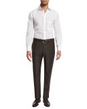 Parker Flat-Front Sharkskin Trousers, Navy
