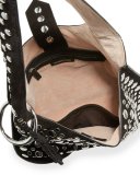 Finley Courier Studded Suede Hobo Bag, Black