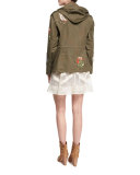 Hooded Embroidered Patchwork Parka 
