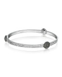 Spring Sterling Silver Bangle with Diamond Spheres