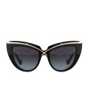 Lusciousness Cat-Eye Sunglasses, Gold/Black