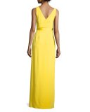 Asymmetric Sleeveless Side-Slit Gown, Yellow